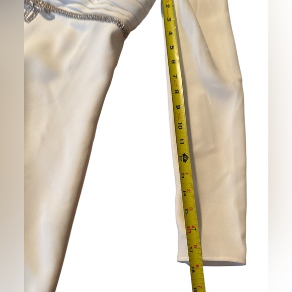 Self-Portrait Diamante Bow Mini Dress Crepe Long Sleeve White US Size 4 New - Picture 7 of 13